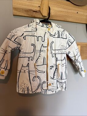 next Yellow & Black Cat Umbrella Kids Jacket Label Detail